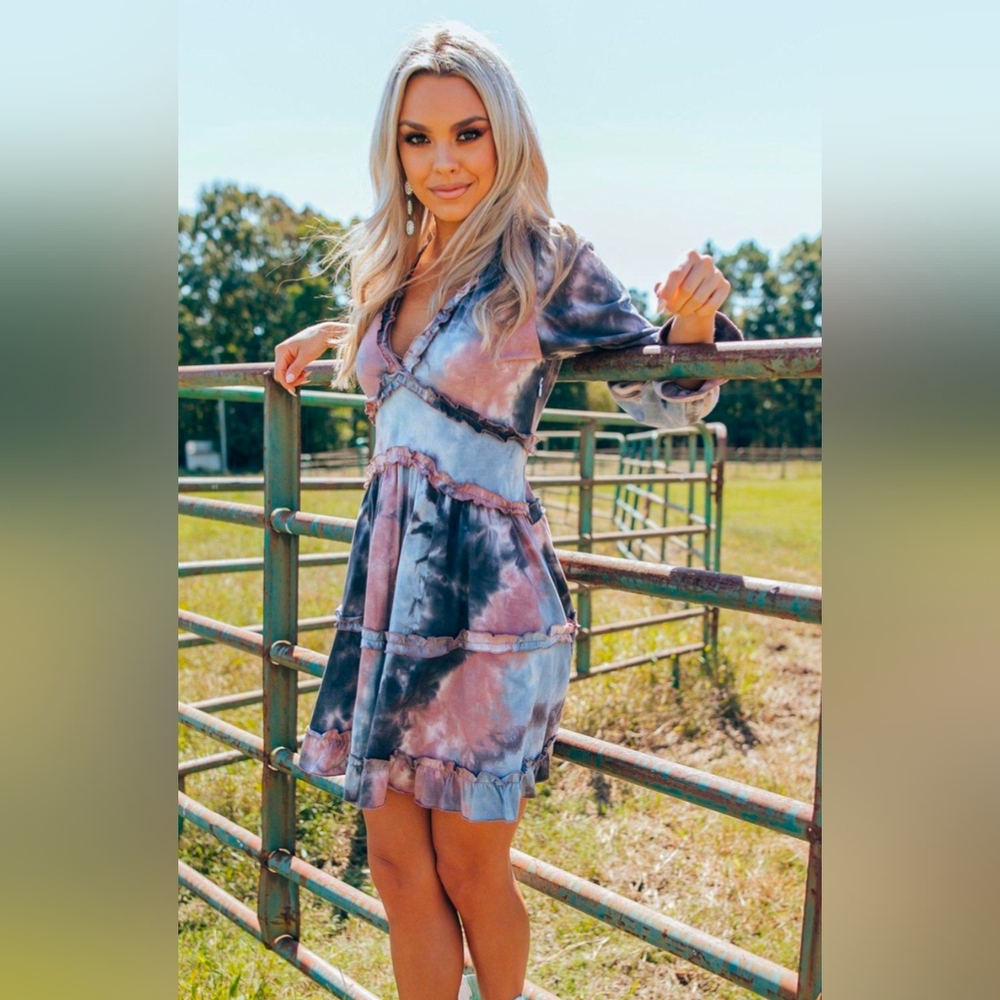 Women's Tie-Dye V-Neck Dress